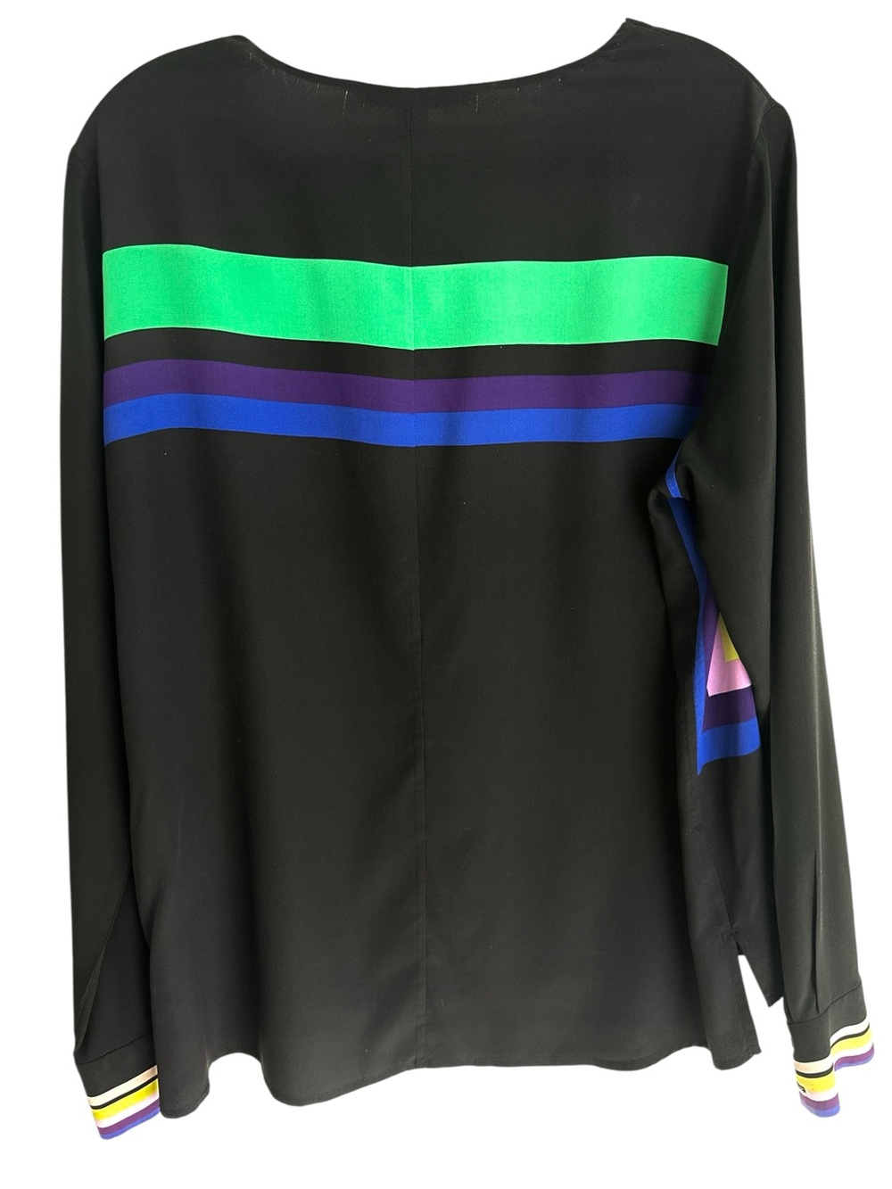 Diane von Furstenberg DVF Runway Perla Print 100% Silk Black Blouse Size 12 - Picture 2 of 10